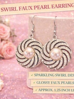 paparazzi Silver Swirl Earrings with Cream Faux Pearls